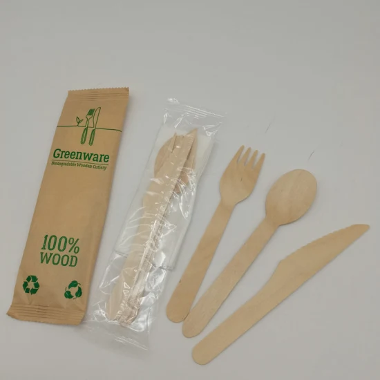 160mm Wooden Fork with Individual Kraft Bag Package